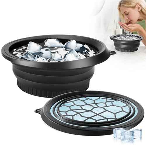 Face Bowl for Ice with Built-in Ice Tray ? Collapsible Silicone Facial Ice Bath Bowl for Cold Plunge Therapy, Skin Tightening & Acne Relief ? Portable Spa Tool for Home & Travel(Black)