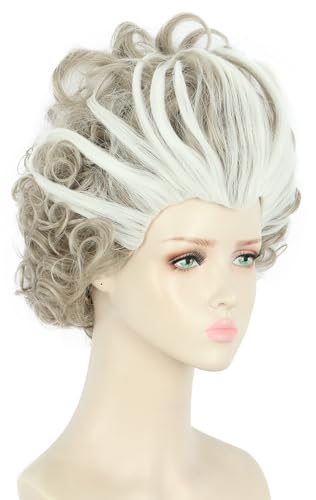 yuehong Short Curly Silver Gray Wig Fluffy Witch Wig Halloween Cosplay Party Wig for Women