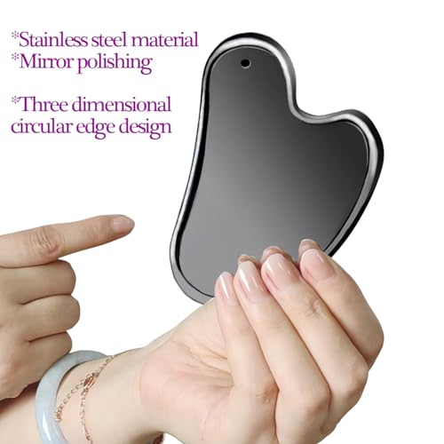 BYYDDIY Stainless Steel Gua Sha Facial Tools, Metal Gua Sha for Face,Tighten Skin Massage, Guasha Beauty Tool for Body Eyes (W-Gold)