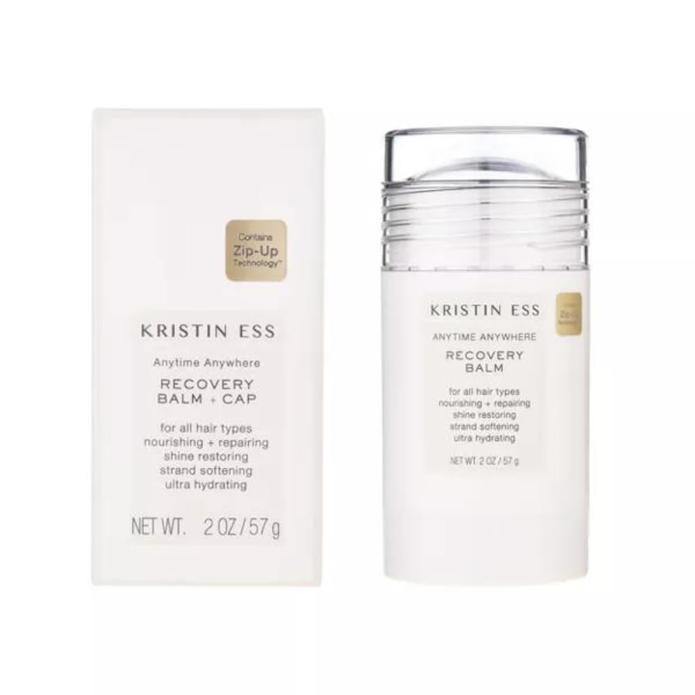 Kristin Ess Hair Anytime Anywhere Recovery Balm with Coconut Oil and Castor Oil for Dry Damaged Hair, Ultra Hydrating, Nourishing + Repairing, Restores Shine, Softens Hair, Vegan, 2 oz (Pack of 2)