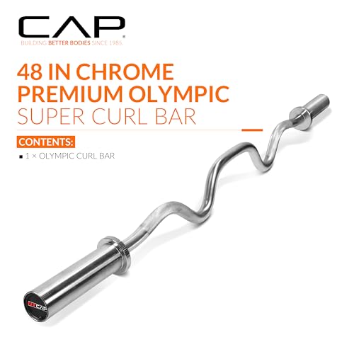 CAP Barbell 48-Inch Super Curl Olympic Barbell for 2-Inch Weight Plates | Multiple Options