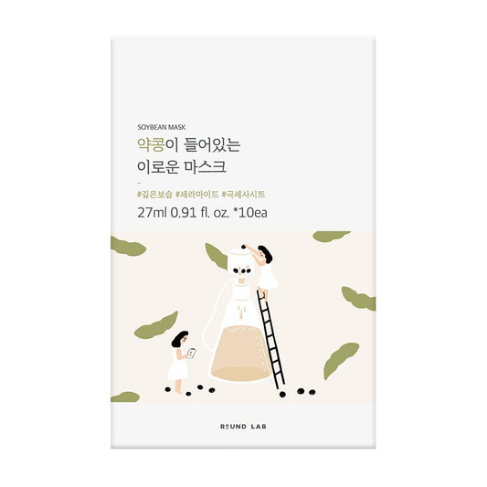 ROUND LAB Soybean Nourishing Mask | Nourished and firmer skin with Black Soybean Extract, Creamy essence, Rejuvenating, Cooling (10ea)