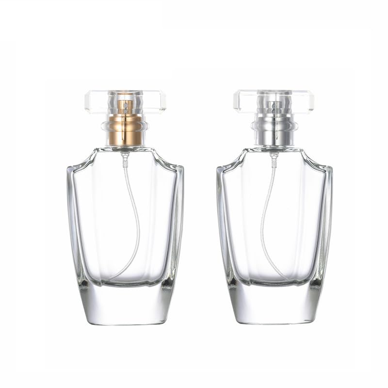 YORROR 2 Pack 50ml Thick Clear Glass Perfume Atomizer,Empty Perfume Spray Bottle,Portable Fragrance Fine Mist Spray Bottle Perfume Dispenser for Travel