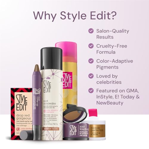 Style Edit Root Touch Up Powder | Temporary Hair Color for Gray Roots and Thinning Hair | Salon-Quality, Transfer-Resistant Hair Concealer | Black, 0.13 oz