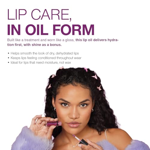 Palladio Hydrating Lip Oil Infused with Hyaluronic Acid, Non-Sticky Formula, Subtle shine with tinted sheer color, liquid lipstick, prevents chapped lips, Vegan & Cruelty-Free | 0.13 Oz. (AS IF!)