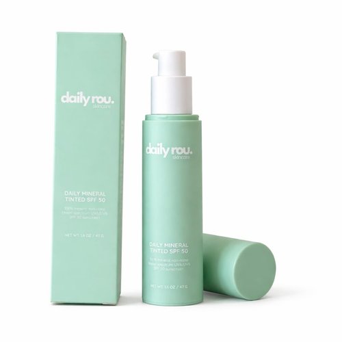 DailyRou Mineral Sunscreen | Hydrating & Brightening Face Lotion for All Skin Types - Lightweight, Non-Greasy Tint