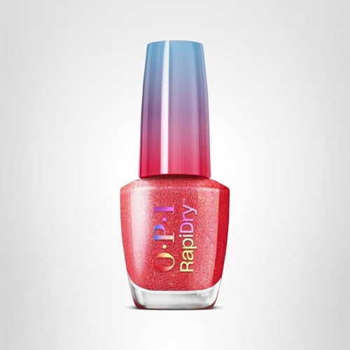 OPI RapiDry Fuego On-the-Go | Opaque Bright Red Shimmer Quick Dry Nail Polish | Vegan, Smudge Proof, Fast Drying