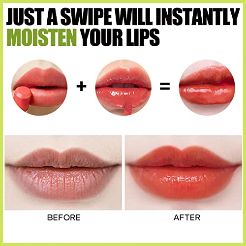 MIELIKKI Moisturizing Hydrating Lip Glow Oil, Hydrating Lip Plumper, Transparent Plumping Lip Gloss, No-Sticky, Long-Lasting, Shiny Tinted for Lip Care, 105 PASSION