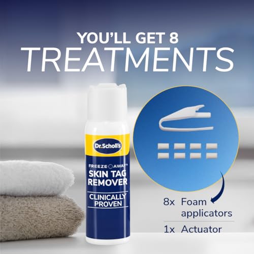 Dr. Scholl's Freeze Away Skin Tag Remover Kit, 8 ct – Completely removes Skin Tags in As Little As 1 Treatment, FDA-Cleared & Clinically Proven At-Home Removal, Easy 1-Handed Action, Permanent Results