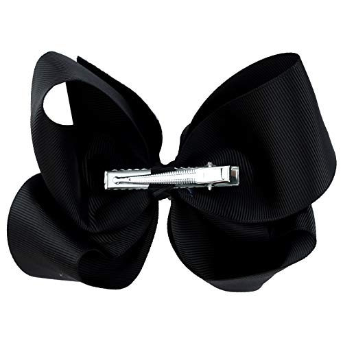 DEEKA 16 PCS 4" Hand-made Hair Bow Grosgrain Ribbon Solid Color Hair Bow Alligator Clips Hair Accessories for Little Teen Toddler Girls -Black