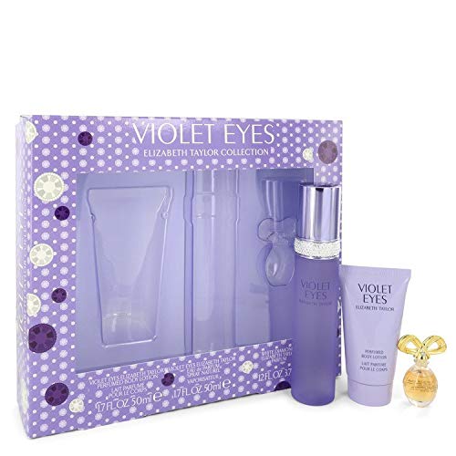 Elizabeth Taylor Violet Eyes Gift Set - 1.7 oz Eau De Parfum Spray & Body Lotion + Mini White Diamond Parfum