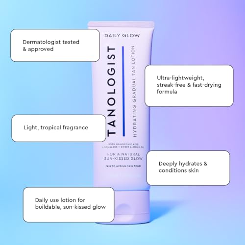 Tanologist Hydrating Daily Glow - Fair/Medium - Hydrating Gradual Tan Lotion - Natural, Sun Kissed Glow - Daily Tanning Lotion with Hyaluronic Acid & Squalane - 8.45 fl oz