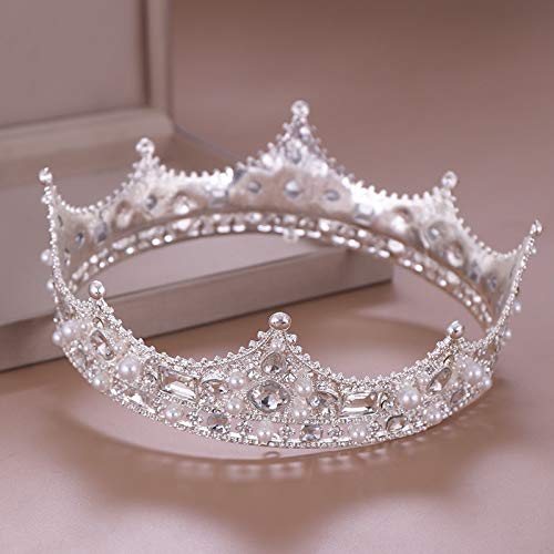 YADIRF King Crystal Wedding Tiara Vintage Rhinestone Crown Hair Bands For Men Birthday Prom Pageant Hair Accessories (Silver)