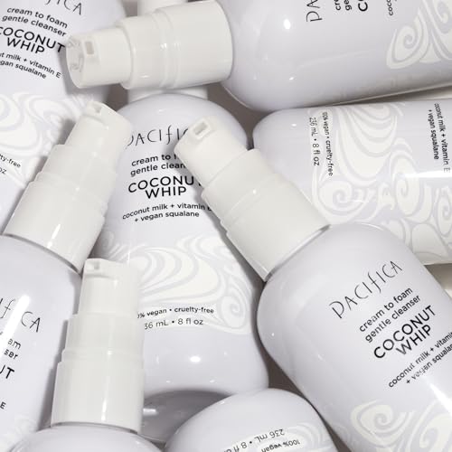 Pacifica Coconut Whip Cream to Foam Face Wash - Gentle Hydrating Facial Cleanser for Dry & Sensitive Skin, Moisturizing Daily Face Wash, Non-Comedogenic Vegan & Cruelty-Free, Dermatologist Tested 8oz