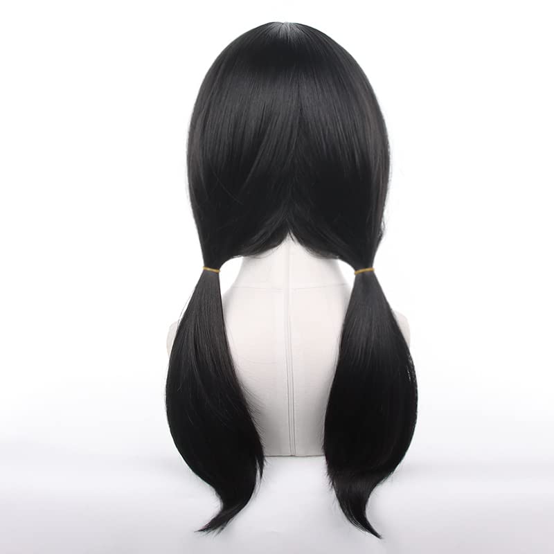 XiongXiongLe Mitaka Asa Black Long Two Braids Wig Cosplay Anime Chainsaw Man Women's Costume Heat Resistant Fiber Synthetic Hair with Cap Wig for Party Halloween(Mitaka Asa)