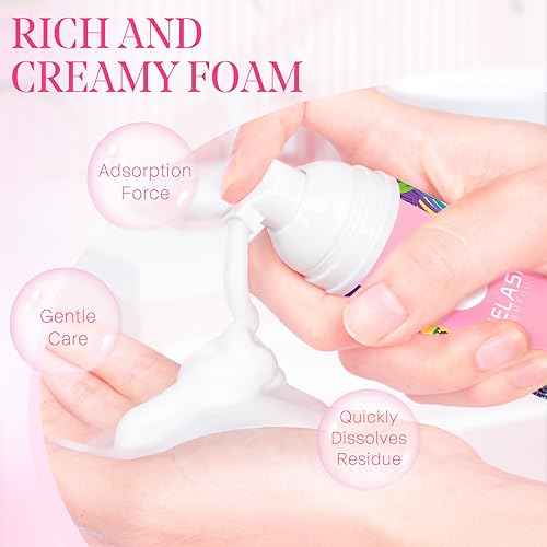 Lash Shampoo for Lash Extensions 60ml Eyelash Extension Cleanser Lash Shampoo Cleaning Kit with Shampoo Brush & Mascara Brush-No Irritating Foaming Eyelash Makeup Remover for Home Salon Use