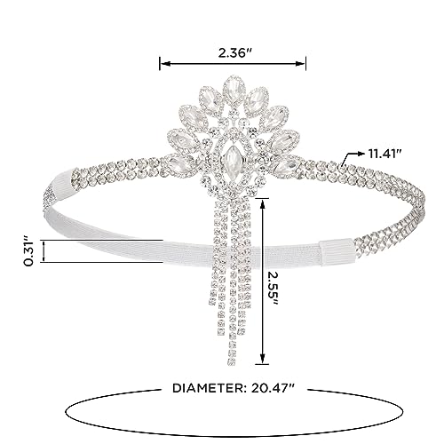 SWEETV 1920s Headpiece for Women, Rhinestone Roaring 20s Great Gatsby Headband Art Deco Hair Accessories