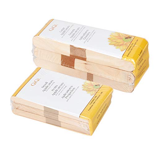 GiGi Wooden Wax Sticks - Large & Small Applicator Wax Spatulas for Hair Removal - Precision Waxing Sticks for Face, Bikini, and Body - 100 ct, Pack of 2