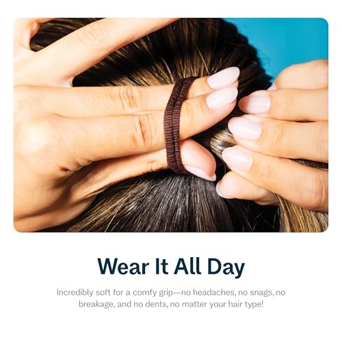 GIMME Beauty Low Profile Hair Bands - Gentle, No-Snag Elastic Ties for Fine & Thick Locks - Non-Slip Seamless Ponytail Holders - Trendy Hair Accessories - Black, 20 Pack