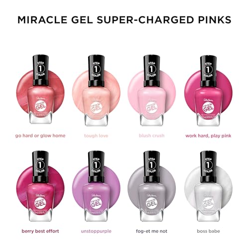 Sally Hansen Miracle Gel Salon Quality Nail Polish | Gel-Like Formula, Two-Step System, No UV Light Needed, Long Lasting | Opaque, Glossy | 341 Pink an Outfit | Classic Pink Nail Color