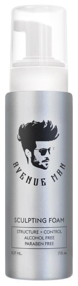 Avenue Man Sculpting Foam - 7 Oz Frizz Control & Firm Hold Hair Mousse for Men | No Crunch, Clean Texture