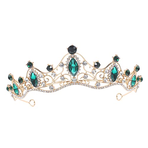 DRESSOOS Baroque Crown Cosmetic Containers Diamond Headband Blue Wedding Bridal Hair Decors Gold Tiara Pearl Decor Gold Wedding Decor Nurses Hat Zinc Alloy Miss Make up Small Crown