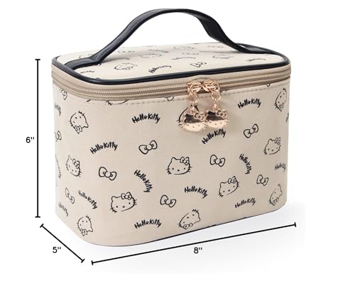 AmBealla Make up Bag Travel Cosmetic Bags Brush Holder Zipper Pouch Case Organizer Cute Organizer Suitable for Purse for Women (Beige Bucket Bag)