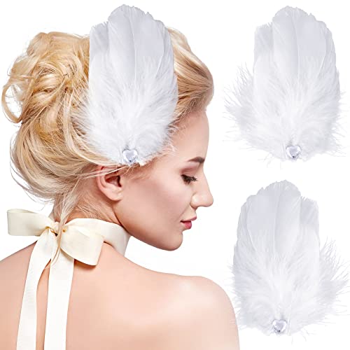 ANCIRS 2 Pack Feather Hair Clips for Women, Fly-Wing Shape Hair Barrettes Accessory Hairpins 1920s Flapper Headpiece Hair Piece for Swan Lake Cosplay Show Dancing Party Halloween Costume- Black