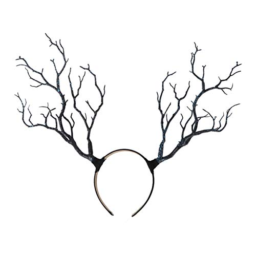 Lurrose Tree Branches Headbands Deer Antler Hairband Elk Horn Hair Wreath Fairy Antler Headpiece for Halloween Christmas Party, Blue