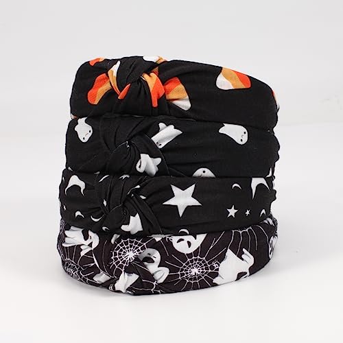 Ardorchid Halloween Headbands for Women Girls Ghost Skeleton Pumpkin Spider Web Black Star Moon Hairbands (4PCS Halloween Headbands)