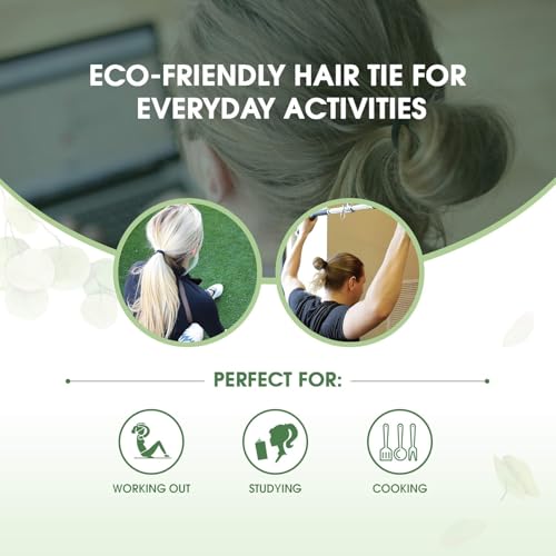 BIODEGRADABLE Elastic Hair Ties for Women & Men - Organic No Crease Black Hair Tie Ponytail Holders and Hairties for Buns - Plastic Free Hairbands for Women and Mens Hair - 5mm (27 count)