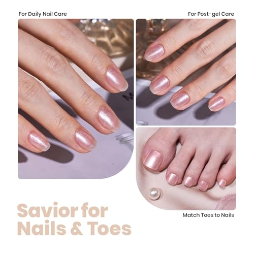 Beetles 2 in 1 Nail Strengthener Polish 1Pcs 15ml Pearl White Nail Polish-Fast Drying & Long Lasting Nail Polish Pearlescent Sheen Nail Lacquer Shimmer Art Effect for Nail Salon-Quality Results