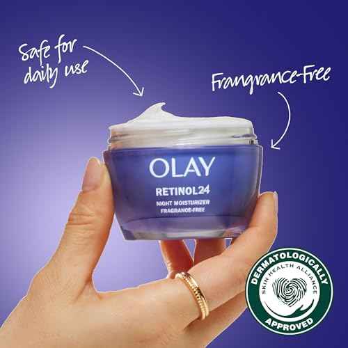 Olay Retinol 24 Face Moisturizer, Anti-Aging Night Cream for Women, Fragrance-Free, Non Greasy - Anti-Wrinkle, Smooth Fine Lines, Tightening, Hydrating Skin Care - Peptides, Glycerin, 1.7 Oz
