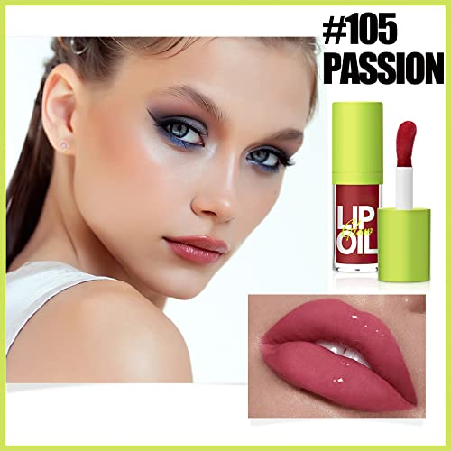 MIELIKKI Moisturizing Hydrating Lip Glow Oil, Hydrating Lip Plumper, Transparent Plumping Lip Gloss, No-Sticky, Long-Lasting, Shiny Tinted for Lip Care, 105 PASSION