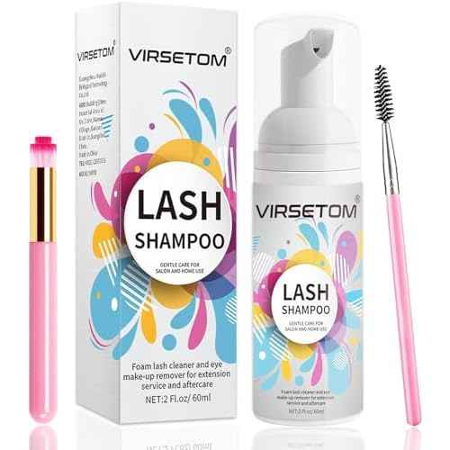 Vemofoper Lash Shampoo for Lash Extensions, Eyelash Extension Cleanser 60ml + Rinse Bottle + Brushes, Lash Bath for Eyelash Extensions, Lash Cleaner, Paraben & Sulfate Free, Salon and Home Use