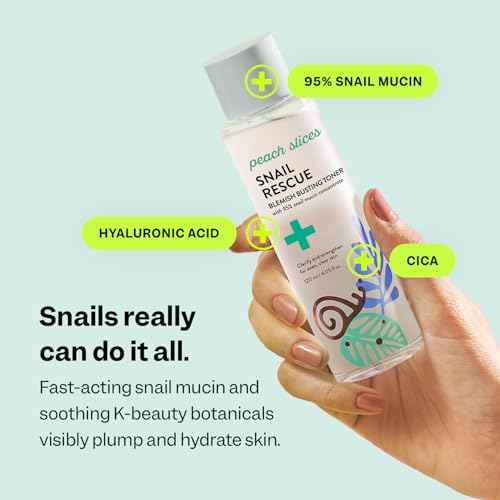 Peach Slices - Snail Rescue Blemish Busting Toner (4.05 oz) - 95% Snail Mucin Concentrate - Clarify, Strengthen, Balance - Hyaluronic Acid & CICA - Vegan & Cruelty Free - Korean Skin Care & Beauty