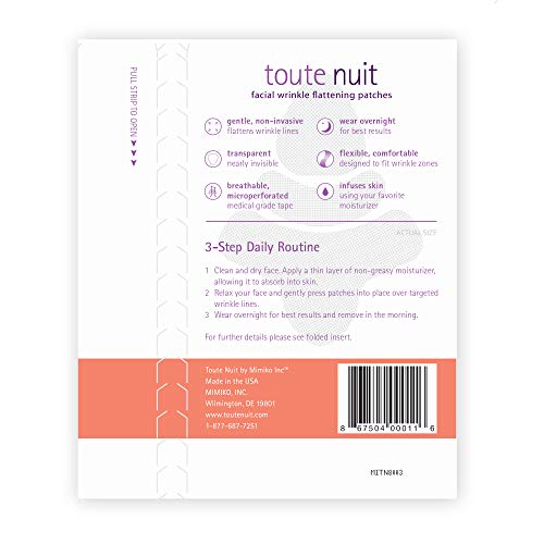 Toute Nuit Wrinkle Patches ? Trial Pack ? Face Tape for Forehead, Eyes & Mouth ? Hypoallergenic Anti Wrinkle Patches ? 54 Count, Made in USA