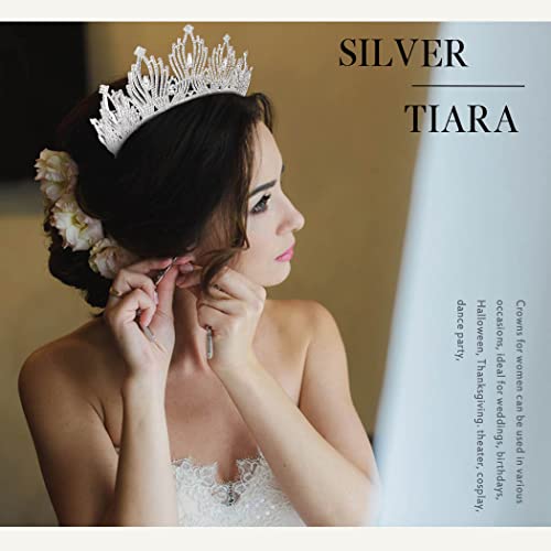 Kilshye Rhinestone Wedding Tiaras and Crowns Silver Crystal Bridal Tiara Bride Prom Costume Hair Accessories for Women (A- Silver)