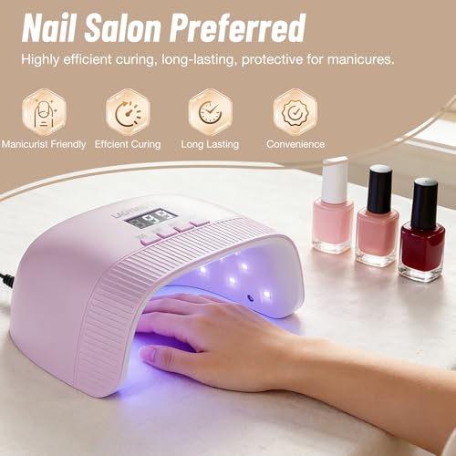 LadyMisty UV Nail Lamp - Fast Drying, UV Light for Gel Nails with 30 Dual Lamp Beads, 4 Timer, LCD Display, Energy Efficient LED Nail Light for Home & Salon Purple