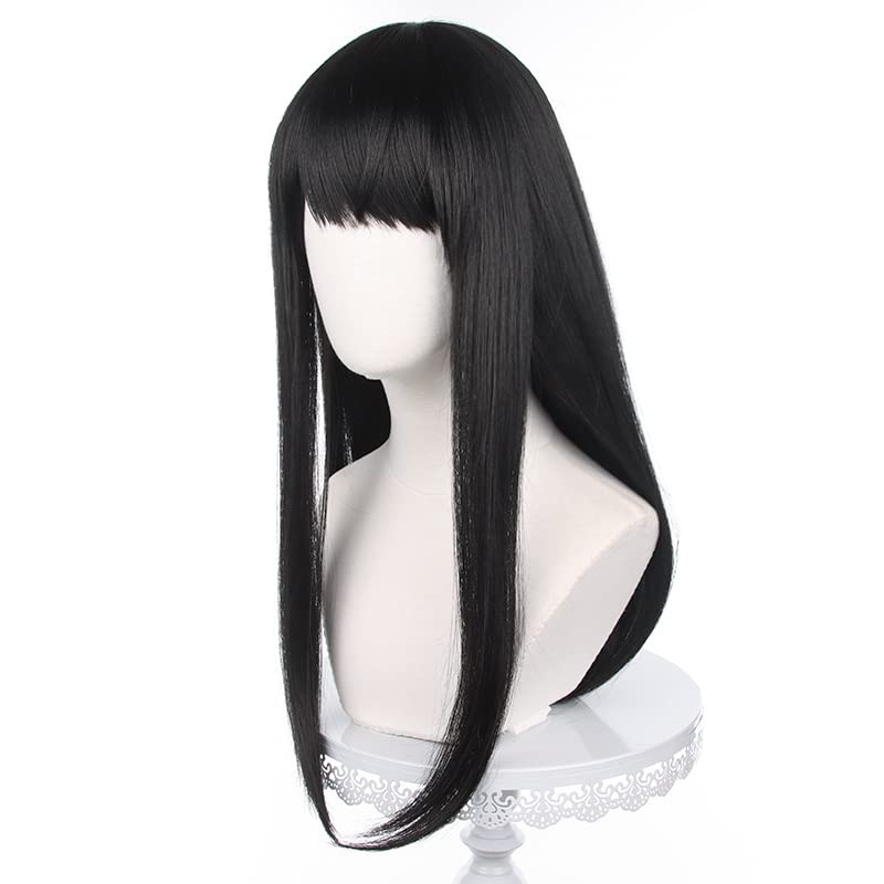 XiongXiongLe Anime Mitaka Asa Black Long Straight Wig Cosplay Chainsaw Man Women's Costume Heat Resistant Fiber Synthetic Hair with Cap Wig for Party Halloween(Mitaka Asa)