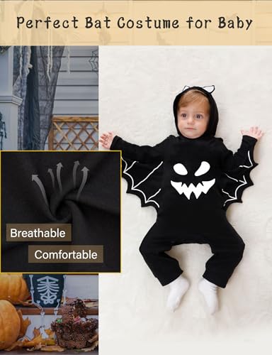 Goodstoworld My First Halloween Baby 0-3 Month Pumpkin Ghost Face Bodysuit Newborn Boy Gender Neutral Clothes Infant Girl Black Glow in The Dark Rompers