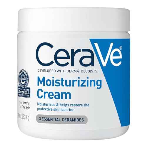 CeraVe Moisturizing Cream, Body and Face Moisturizer for Dry Skin, Body Cream with Hyaluronic Acid and Ceramides, Daily Moisturizer, Oil-Free, Fragrance Free, Non-Comedogenic, 19 Ounce