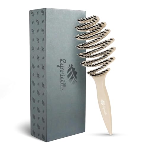 Lynnieëlle Boar and Nylon Bristle Hair Brush for Fine Hair - Ultimate Smoothing Vented Detangler Wet Brush for Women, A Great Gift, Aqua