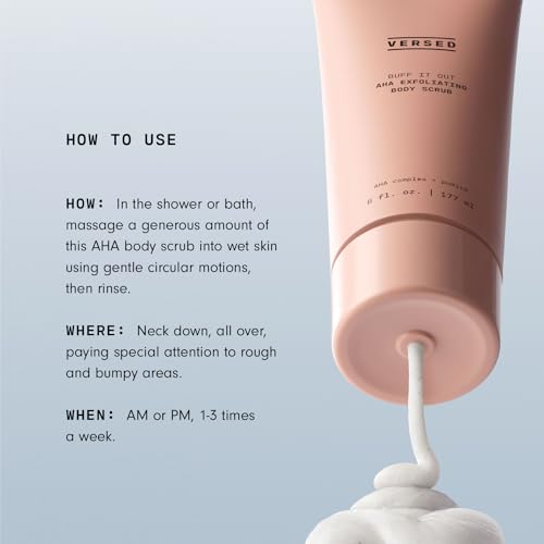 Versed Buff It Out AHA Exfoliating Body Scrub - Lactic Acid & Glycolic Acid Exfoliant - Microfine Pumice Body Exfoliator to Resurface & Polish Dry Skin - Vegan & Cruelty-Free (6 oz Each)