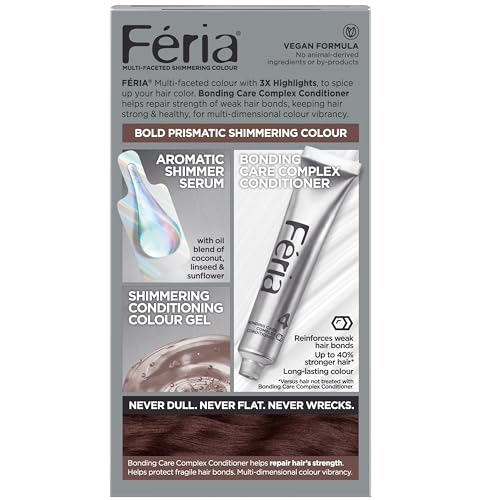 L'Oreal Paris Feria Multi-Faceted Shimmering Permanent Hair Color, High Intensity Hair Dye for 3X Highlights, 515 Chocolate Glaze, 1 Kit