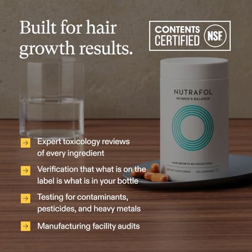 Nutrafol Women's Balance Hair Growth Supplement with Collagen Peptides, Ages 45+, Clinically Tested for Stronger, Visibly Thicker Hair, Dermatologist Recommended - 1 Month Supply, 12 oz Bottle