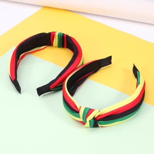 Ardorchid Rasta Headbands African Jamaica Juneteenth knotted Headband for Women Girls Elastic Hairband Hair Hoop No Slip Hair Accessories Gifts