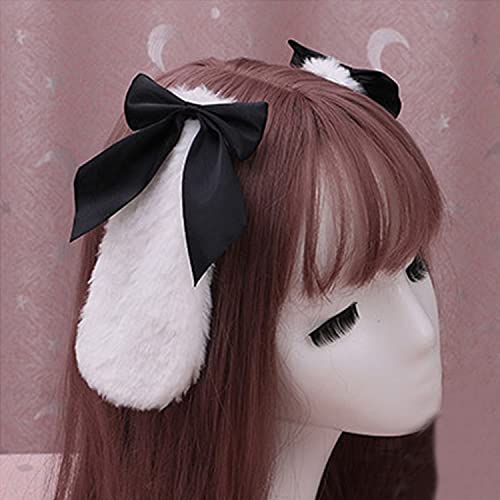 Fxaelian Cosplay Black Rabbit Bunny Long Ears Headband Hairband Hair Clips Hair Hoop Headpeice Halloween Easter Costume Party Headpiece Headwear Hair Accessories Black