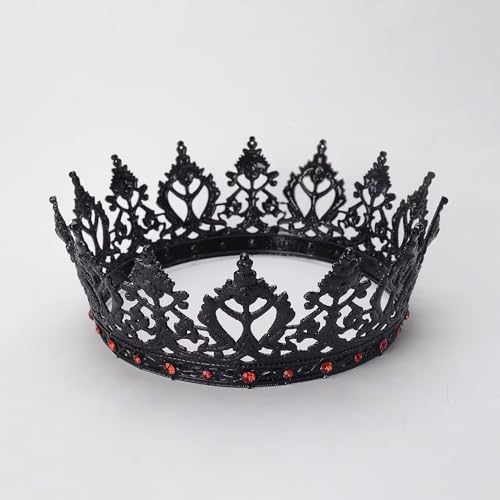 S SNUOY King Crowns for Men Black Crown for Women Medieval Crowns and Tiaras Rhinestone Metal Headpieces for Prom Cosplay Party Homecoming Birthday Halloween Christmas