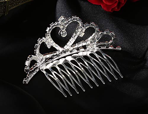 Lovelyshop Mini Heart Rhinestone Tiara for Wedding Bride Prom Birthday Pegeant Prinecess Party-1 Pack